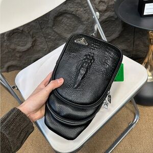 Prada leather crocodile 🐊 textured cross-body bag